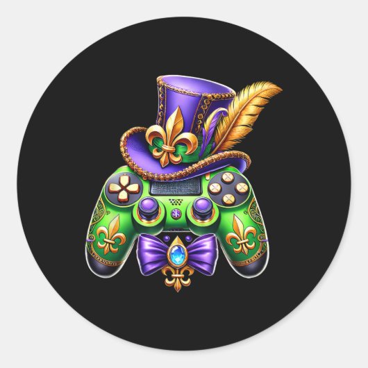 Video Game Controller Beads Mardi Gras Carnival Bo Ronde Sticker (Voorkant)