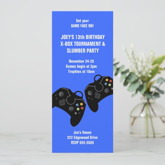 Video game Controller Birthday Uitnodiging 9 x 4 (Staand voorkant)