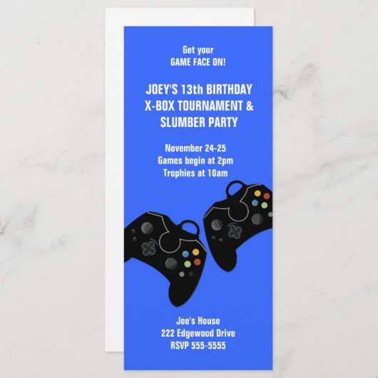 Video game Controller Birthday Uitnodiging 9 x 4 (Voorkant / Achterkant)