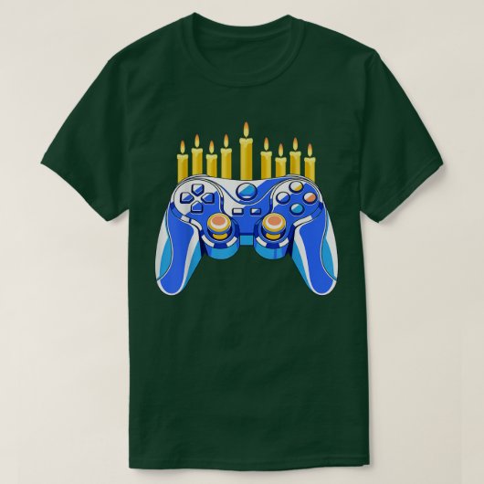Video Game Controller Chanukah Menorah Candelabra T-shirt (Design voorkant)