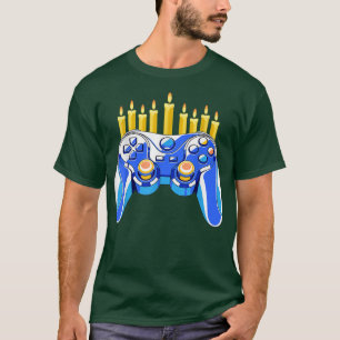 Video Game Controller Chanukah Menorah Candelabra T-shirt