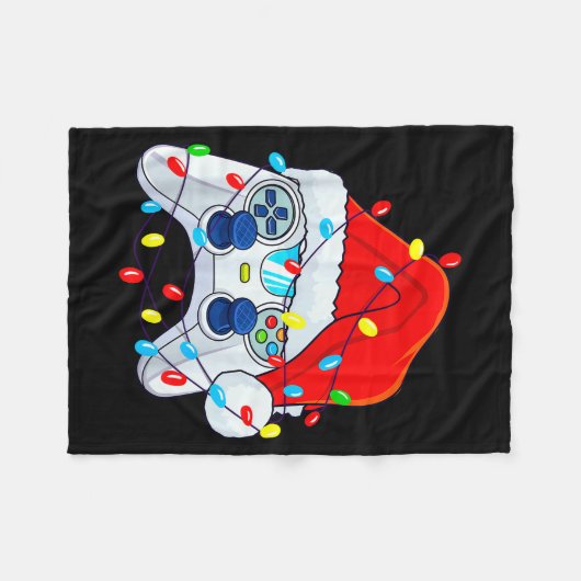 Video Game Controller Christmas Santa Hat Gamer Bo Fleece Deken (Voorkant (Horizontaal))