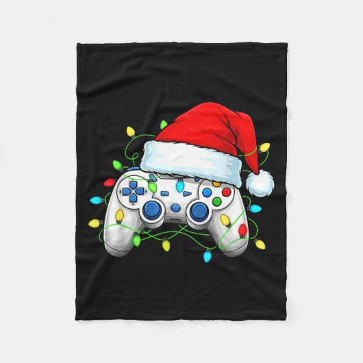 Video Game Controller Christmas Santa Hat Gamer Bo Fleece Deken (Voorkant)