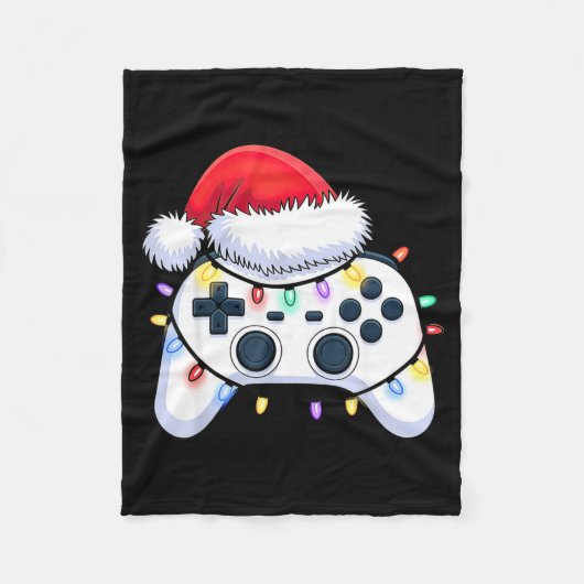 Video Game Controller Christmas Santa Hat Gamer Bo Fleece Deken (Voorkant)