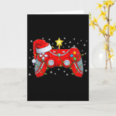 Video Game Controller Christmas Santa Hat Gamer Bo Kaart (Gele Bloem)