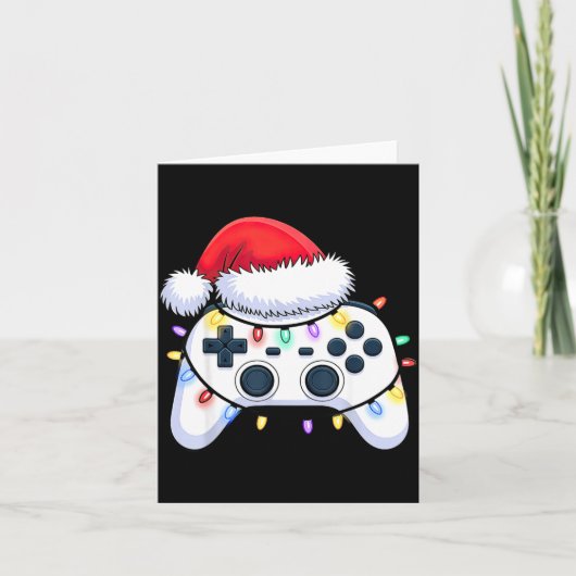 Video Game Controller Christmas Santa Hat Gamer Bo Kaart (Voorkant)