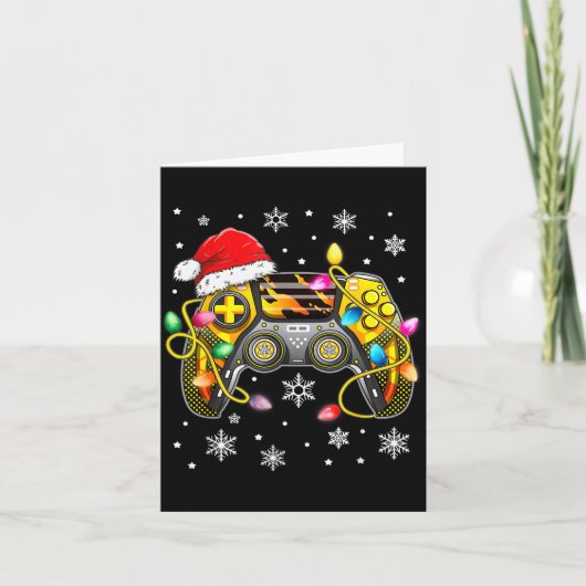 Video Game Controller Christmas Santa Hat Gamer Bo Kaart (Voorkant)