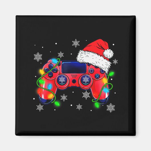 Video Game Controller Christmas Santa Hat Gamer Bo Magneet (Voorkant)