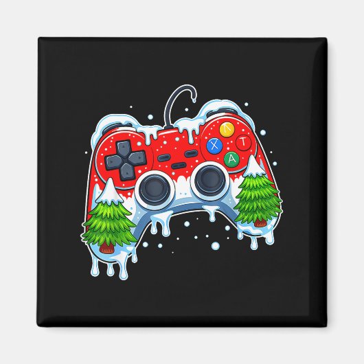 Video Game Controller Christmas Santa Hat Gamer Bo Magneet (Voorkant)