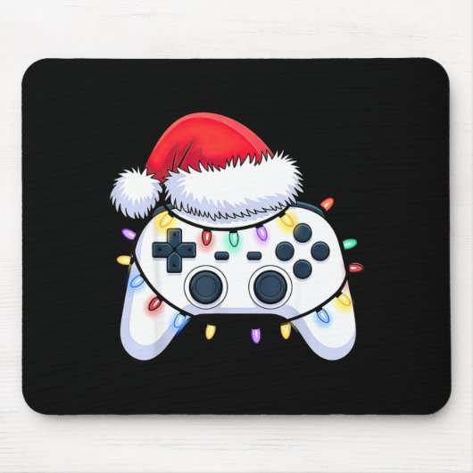 Video Game Controller Christmas Santa Hat Gamer Bo Muismat (Voorkant)