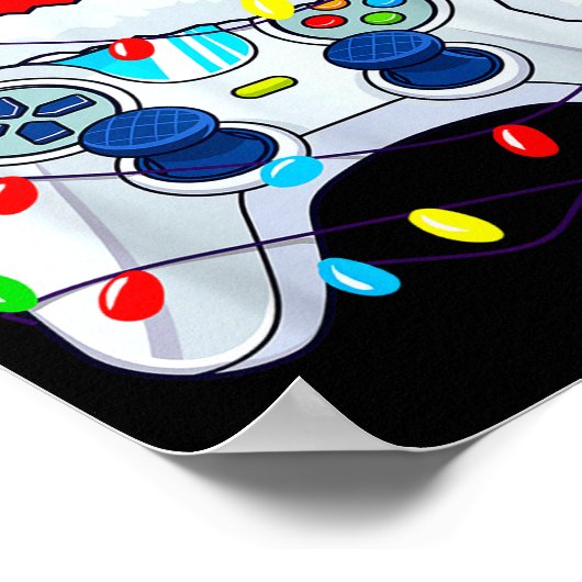 Video Game Controller Christmas Santa Hat Gamer Bo Poster (Hoek)