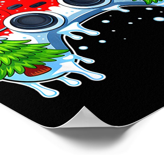 Video Game Controller Christmas Santa Hat Gamer Bo Poster (Hoek)