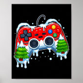 Video Game Controller Christmas Santa Hat Gamer Bo Poster (Voorkant)