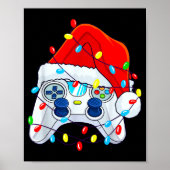 Video Game Controller Christmas Santa Hat Gamer Bo Poster (Voorkant)