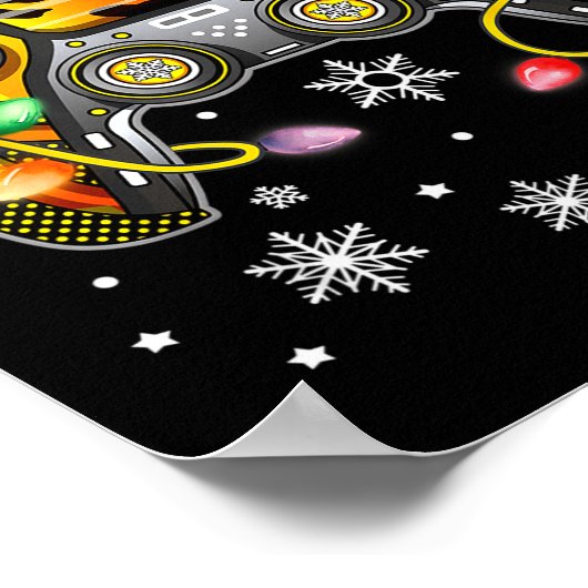 Video Game Controller Christmas Santa Hat Gamer Bo Poster (Hoek)