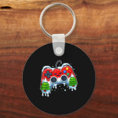 Video Game Controller Christmas Santa Hat Gamer Bo Sleutelhanger (Voorkant)