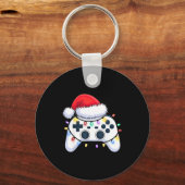 Video Game Controller Christmas Santa Hat Gamer Bo Sleutelhanger (Voorkant)