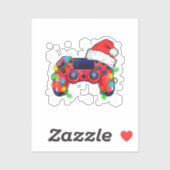Video Game Controller Christmas Santa Hat Gamer Bo Sticker (Vel)