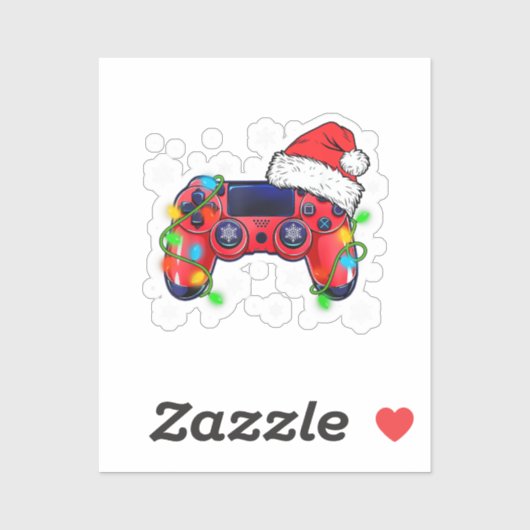 Video Game Controller Christmas Santa Hat Gamer Bo Sticker (Vel)
