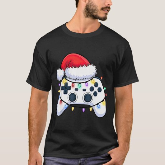Video Game Controller Christmas Santa Hat Gamer Bo T-shirt (Voorkant)