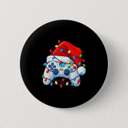 Video Game Controller Christmas Santa Hat Gamer Fu Ronde Button 5,7 Cm (Voorkant)