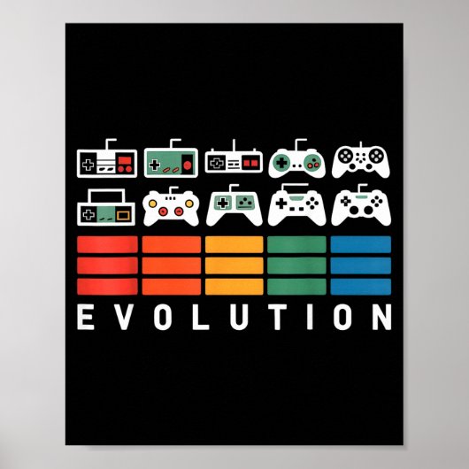 Video Game Controller Evolutie 80s 90s Retro Gami Poster (Voorkant)