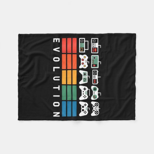 Video Game Controller Evolution 80s 90s Retro Gami Fleece Deken (Voorkant (Horizontaal))