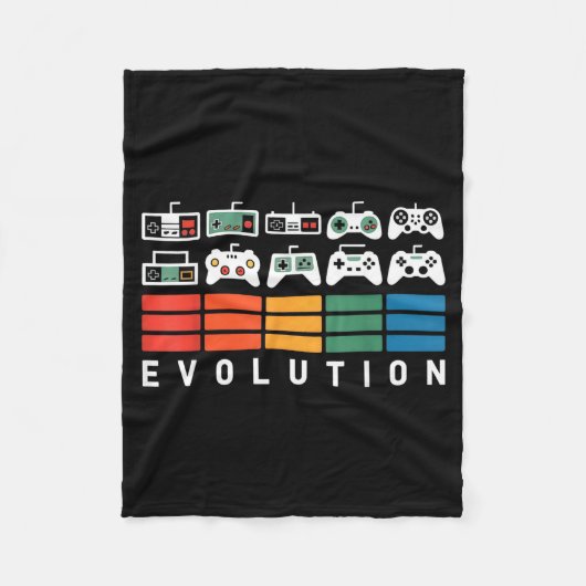 Video Game Controller Evolution 80s 90s Retro Gami Fleece Deken (Voorkant)
