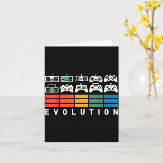 Video Game Controller Evolution 80s 90s Retro Gami Kaart (Gele Bloem)