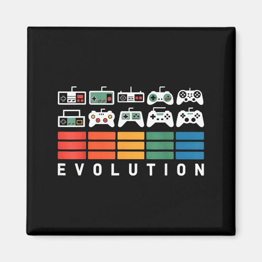 Video Game Controller Evolution 80s 90s Retro Gami Magneet (Voorkant)