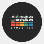 Video Game Controller Evolution 80s 90s Retro Gami Ronde Sticker (Voorkant)