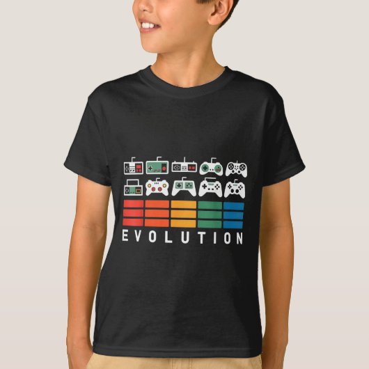 Video Game Controller Evolution 80s 90s Retro Gami T-shirt (Voorkant)