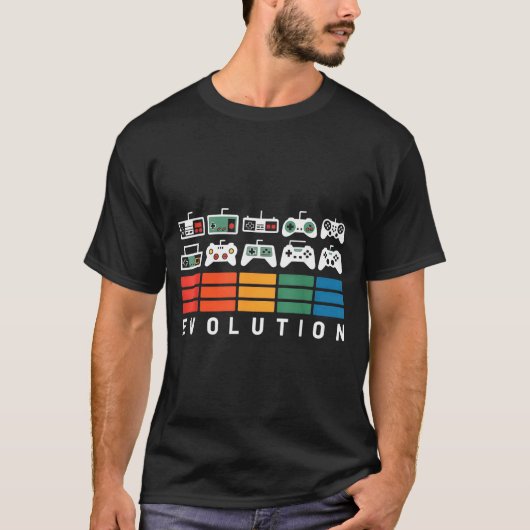 Video Game Controller Evolution 80s 90s Retro Gami T-shirt (Voorkant)