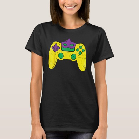 Video Game Controller Gamer E-Sports Mardi Gras Ca T-shirt (Voorkant)