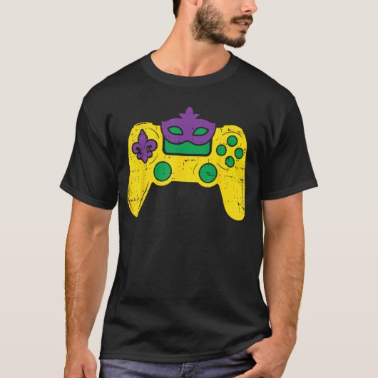 Video Game Controller Gamer ESports Mardi Gras Boy T-shirt (Voorkant)