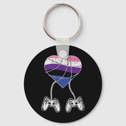 Video-game Controller Geslachtsvloeiende Pride Gam Sleutelhanger (Voorkant)
