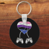 Video-game Controller Geslachtsvloeiende Pride Gam Sleutelhanger (Voorkant)