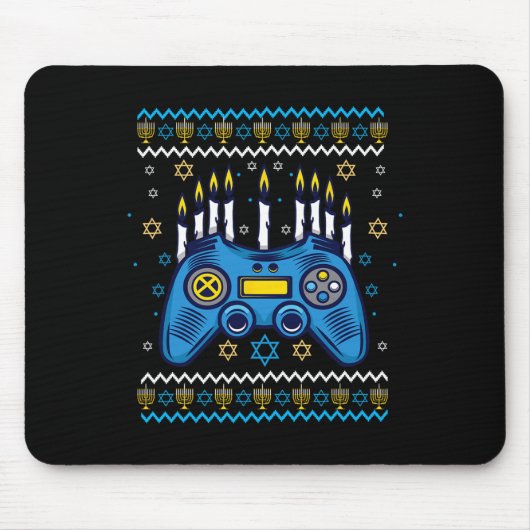 Video Game Controller Hanukkah Menorah Kaarsen Joo Muismat (Voorkant)