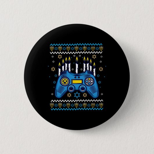Video Game Controller Hanukkah Menorah Kaarsen Joo Ronde Button 5,7 Cm (Voorkant)
