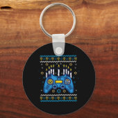 Video Game Controller Hanukkah Menorah Kaarsen Joo Sleutelhanger (Voorkant)
