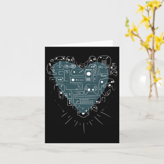 Video Game Controller Hart T Shirt voor gamers en Kaart (Gele Bloem)