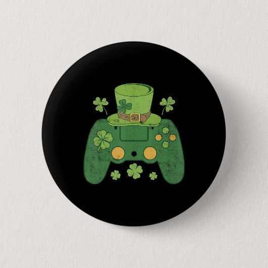 Video Game Controller Ierse gamerjongens blij St.  Ronde Button 5,7 Cm (Voorkant)