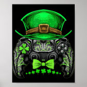 Video Game Controller Irish Gamer Boys St Patrick Poster (Voorkant)