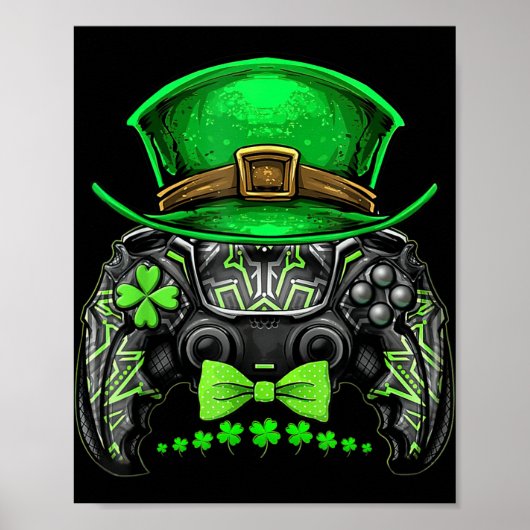 Video Game Controller Irish Gamer Boys St Patrick Poster (Voorkant)