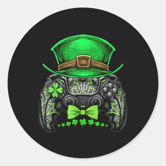 Video Game Controller Irish Gamer Boys St Patrick Ronde Sticker (Voorkant)