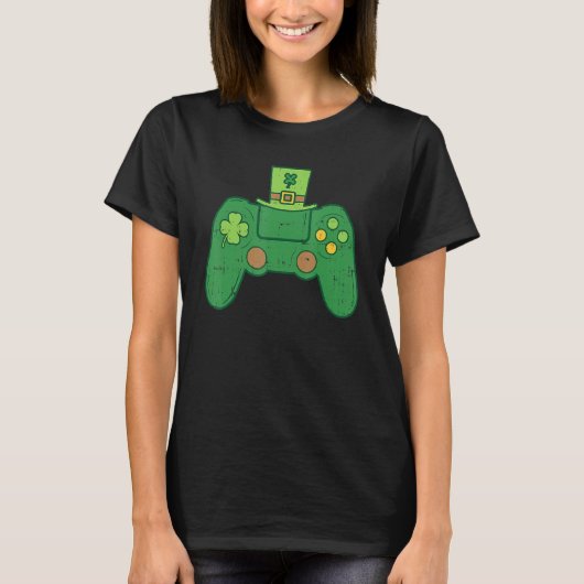 Video Game Controller Irish Gamer Boys St Patrick T-shirt (Voorkant)