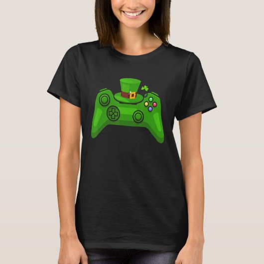 Video Game Controller Irish Gamer Boys St Patrick T-shirt (Voorkant)