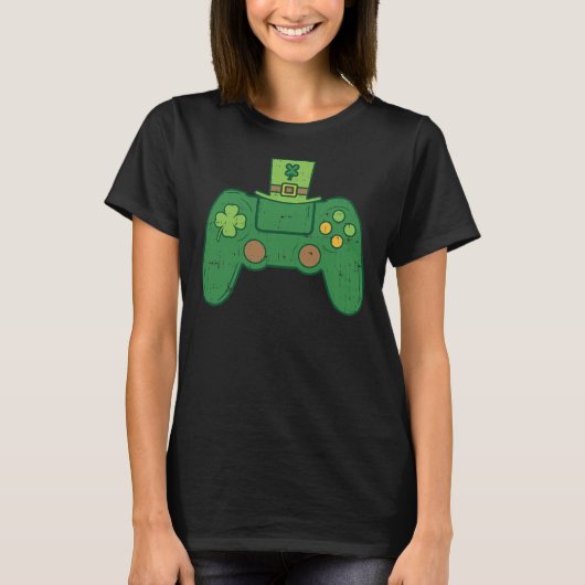 Video Game Controller Irish Gamer Boys St Patrick T-shirt (Voorkant)