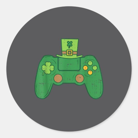 Video Game Controller Irish Gamer Boys St Patricks Ronde Sticker (Voorkant)