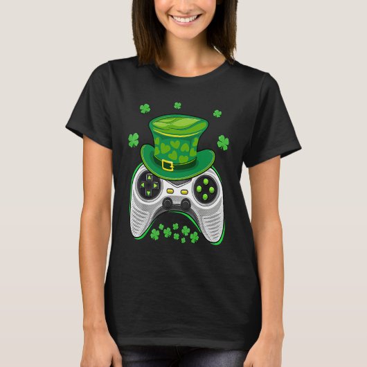 Video Game Controller Irish Gamer Boys St Patricks T-shirt (Voorkant)